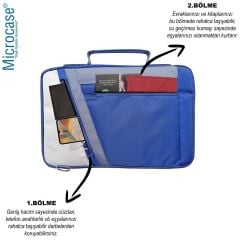 Microcase Samsung Active 4 Pro / Active 5 Pro 10.1'' ile uyumlu Omuz Askılı El Tutacaklı Universal Sleeve Taşıma Çantası AL4346 Lacivert Krem Gri