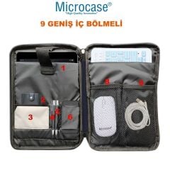 Microcase Samsung Active 4 Pro / Active 5 Pro 10.1'' ile uyumlu Omuz Askılı El Tutacaklı Universal Sleeve Taşıma Çantası AL4346 Lacivert Krem Gri