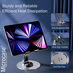 Microcase 360 Döner Başlıklı ve Görüş Açısı Ayarlanabilir Metal Telefon Standı Gri AL5341
