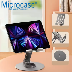 Microcase 360 Döner Başlıklı ve Görüş Açısı Ayarlanabilir Metal Telefon Standı Gri AL5341