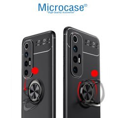 Microcase Xiaomi Mi 10S Focus Serisi Yüzük Standlı Silikon Kılıf - Siyah