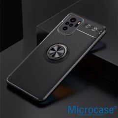 Microcase Xiaomi Redmi Note 10 Pro Max Focus Serisi Yüzük Standlı Silikon Kılıf - Siyah