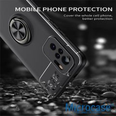Microcase Xiaomi Redmi Note 10 Pro Max Focus Serisi Yüzük Standlı Silikon Kılıf - Siyah