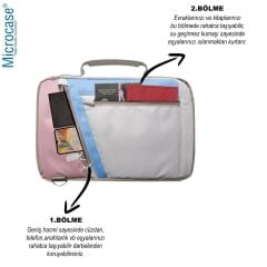 Microcase Samsung Active 4 Pro / Active 5 Pro 10.1'' ile uyumlu Omuz Askılı El Tutacaklı Universal Sleeve Taşıma Çantası AL4346 Pembe Mavi Krem