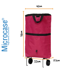 Microcase Tekerlekli Cepli Tasarım Katlanabilir Portatif Pazar Market Arabası Malzeme çantası- AL4966
