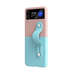 Microcase Samsung Z Flip 3 Parmak Tutuculu Plastik Kılıf -Pembe-Turkuaz