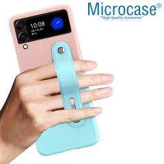 Microcase Samsung Z Flip 3 Parmak Tutuculu Plastik Kılıf -Pembe-Turkuaz