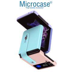 Microcase Samsung Z Flip 3 Parmak Tutuculu Plastik Kılıf -Pembe-Turkuaz