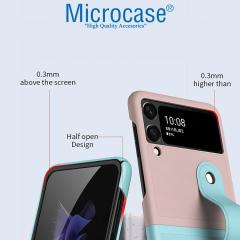 Microcase Samsung Z Flip 3 Parmak Tutuculu Plastik Kılıf -Pembe-Turkuaz