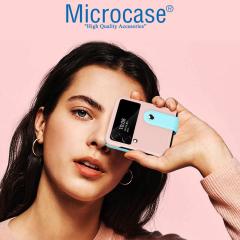 Microcase Samsung Z Flip 3 Parmak Tutuculu Plastik Kılıf -Pembe-Turkuaz