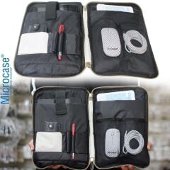 Microcase Samsung Active 4 Pro / Active 5 Pro 10.1'' ile uyumlu Omuz Askılı El Tutacaklı Universal Sleeve Taşıma Çantası AL4346 Pembe Mavi Krem