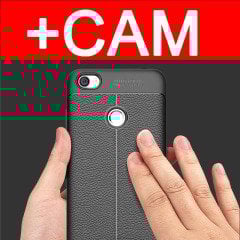 Xiaomi Redmi Note 5A - 5A Prime Leather Effect Silikon Kılıf + Cam
