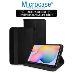 Microcase Samsung Galaxy Tab S6 Lite 10.4 P610 Delüx Serisi Universal Standlı Deri Kılıf - Siyah + Nano Esnek Ekran Koruma Filmi