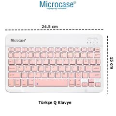 Microcase Samsung Active 4 Pro / Active 5 Pro 10.1'' ile Uyumlu Tablet Çanta+Türkçe Bluetooth Klavye +Mouse+ Standı - Pembe AL4382