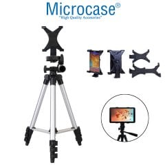 Microcase 3110 3 Ayak Kamera Tripodu 106 cm+Döner Başlık Tablet Tutucu+Bluetooth Kumanda - AL2921