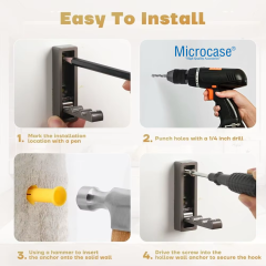 Microcase Çinko Kaplama Bas Açıl Pratik Askılık Anahtar Şapka Eşya Havlu vb Askılık - AL5181 1 ADET