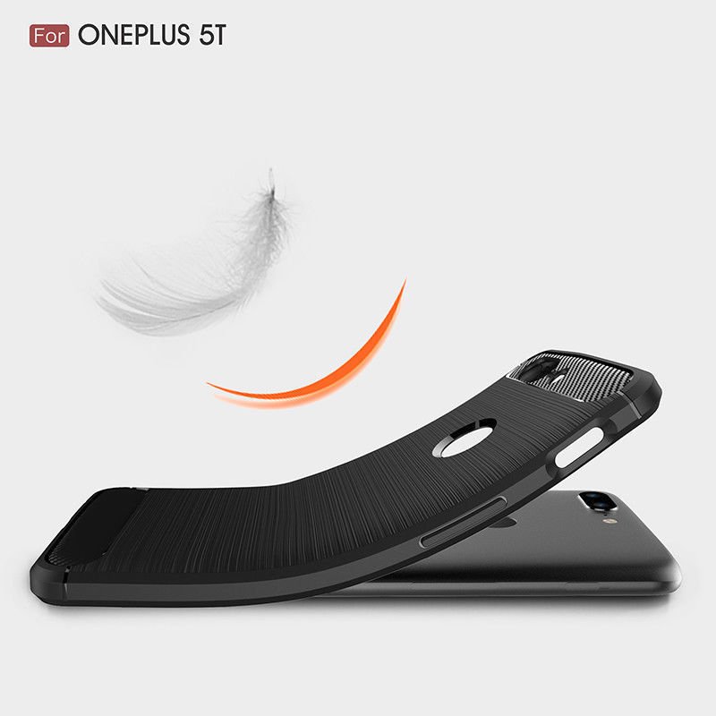 Microcase OnePlus 5T Brushed Carbon Fiber Silikon TPU Kılıf