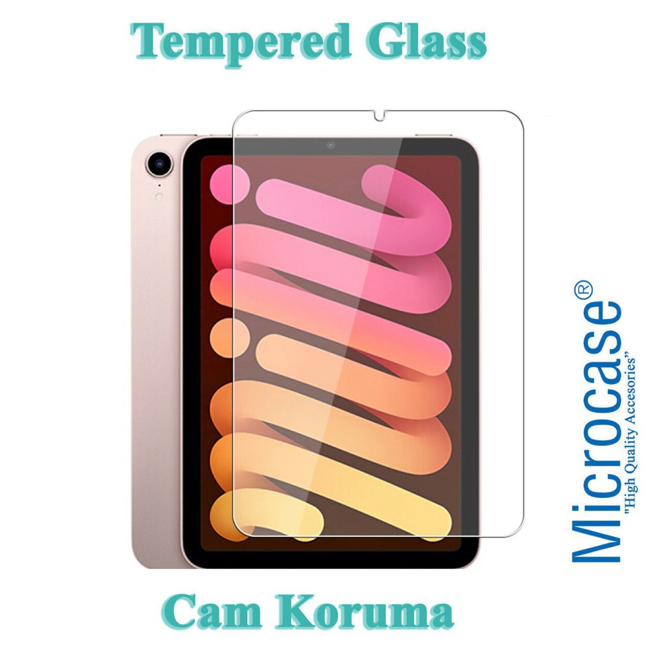 Microcase iPad Mini 6.Nesil 2021 8.3 inch Tempered Glass Cam Koruma