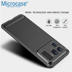 Microcase Xiaomi Mi 11 Ultra Brushed Carbon Fiber Silikon Kılıf - Siyah