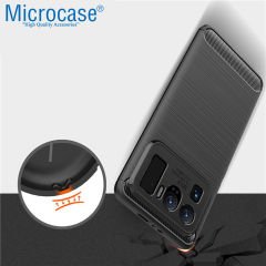 Microcase Xiaomi Mi 11 Ultra Brushed Carbon Fiber Silikon Kılıf - Siyah