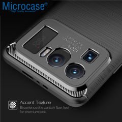 Microcase Xiaomi Mi 11 Ultra Brushed Carbon Fiber Silikon Kılıf - Siyah