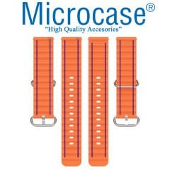 Microcase 22mm Universal Akıllı Saatler ile Uyumlu Çizgi Desenli Silikon Kordon Kayış-KY73-Turuncu