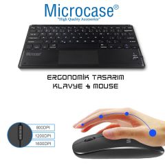 Microcase Lenovo M10 Plus 10.3 X606 Touchpad Bluetooth Klavye 24 cm + Bluetooth Mouse + Stand AL2766