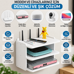 Microcase Duvara Monte 3 Raflı Modem Uydu Telefon Kumanda VB Eşya Düzenleyici Raf AL5348