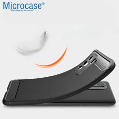 Microcase Xiaomi Poco F3 Brushed Carbon Fiber Silikon Kılıf - Siyah