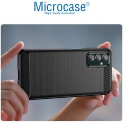 Microcase Samsung Galaxy M13 4G Brushed Carbon Fiber Silikon Kılıf - Siyah