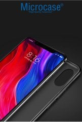 Microcase Xiaomi Mi 8 Fabrik Serisi Kumaş ve Deri Desen Kılıf - Gri + Tempered Glass Cam Koruma