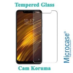 Microcase Xiaomi Mi 8 Fabrik Serisi Kumaş ve Deri Desen Kılıf - Gri + Tempered Glass Cam Koruma