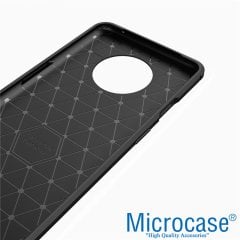 Microcase OnePlus 7T Brushed Carbon Fiber Silikon Kılıf - Siyah