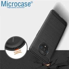 Microcase OnePlus 7T Brushed Carbon Fiber Silikon Kılıf - Siyah
