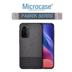 Microcase Xiaomi Mi 11i Fabrik Serisi Kumaş ve Deri Desen Kılıf (SEÇENEKLİ) Gri