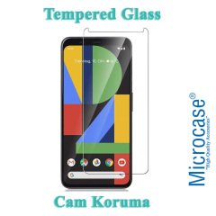 Microcase Google Pixel 4 XL Brushed Carbon Fiber Silikon Kılıf - Siyah + Tempered Glass Cam Koruma