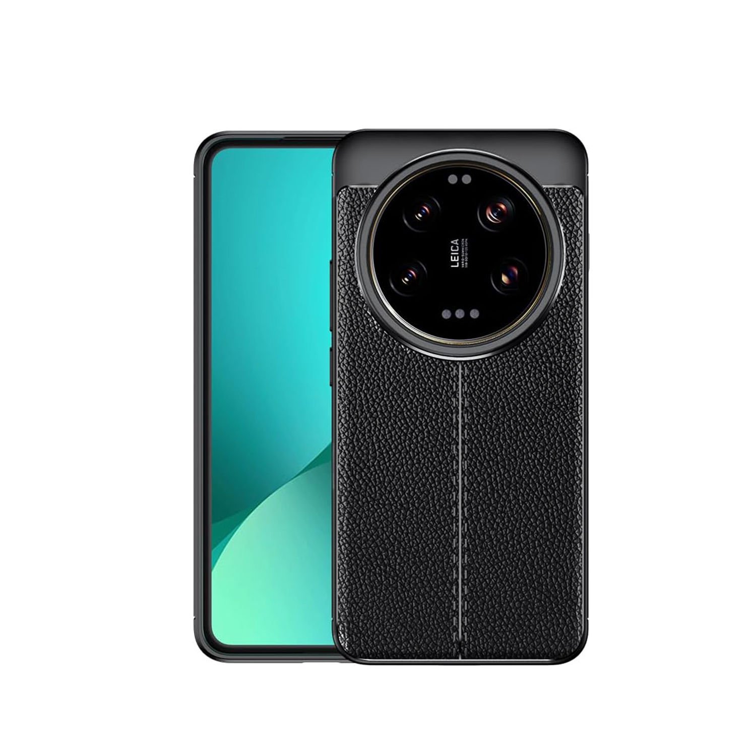 Microcase Xiaomi 14 Ultra Leather Serisi Deri Efekt Silikon Kılıf - Siyah Al3337
