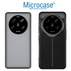 Microcase Xiaomi 14 Ultra Leather Serisi Deri Efekt Silikon Kılıf - Siyah Al3337