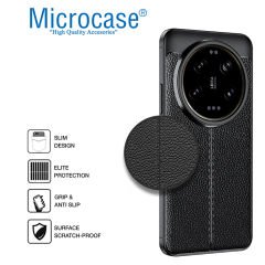 Microcase Xiaomi 14 Ultra Leather Serisi Deri Efekt Silikon Kılıf - Siyah Al3337