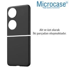 Microcase Huawei P50 Pocket için Mat Yüzey Plastik Koruma Sert Kılıf -Siyah