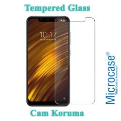Microcase Xiaomi Mi 8 Pro Fabrik Serisi Kumaş ve Deri Desen Kılıf - Siyah + Tempered Glass Cam Koruma