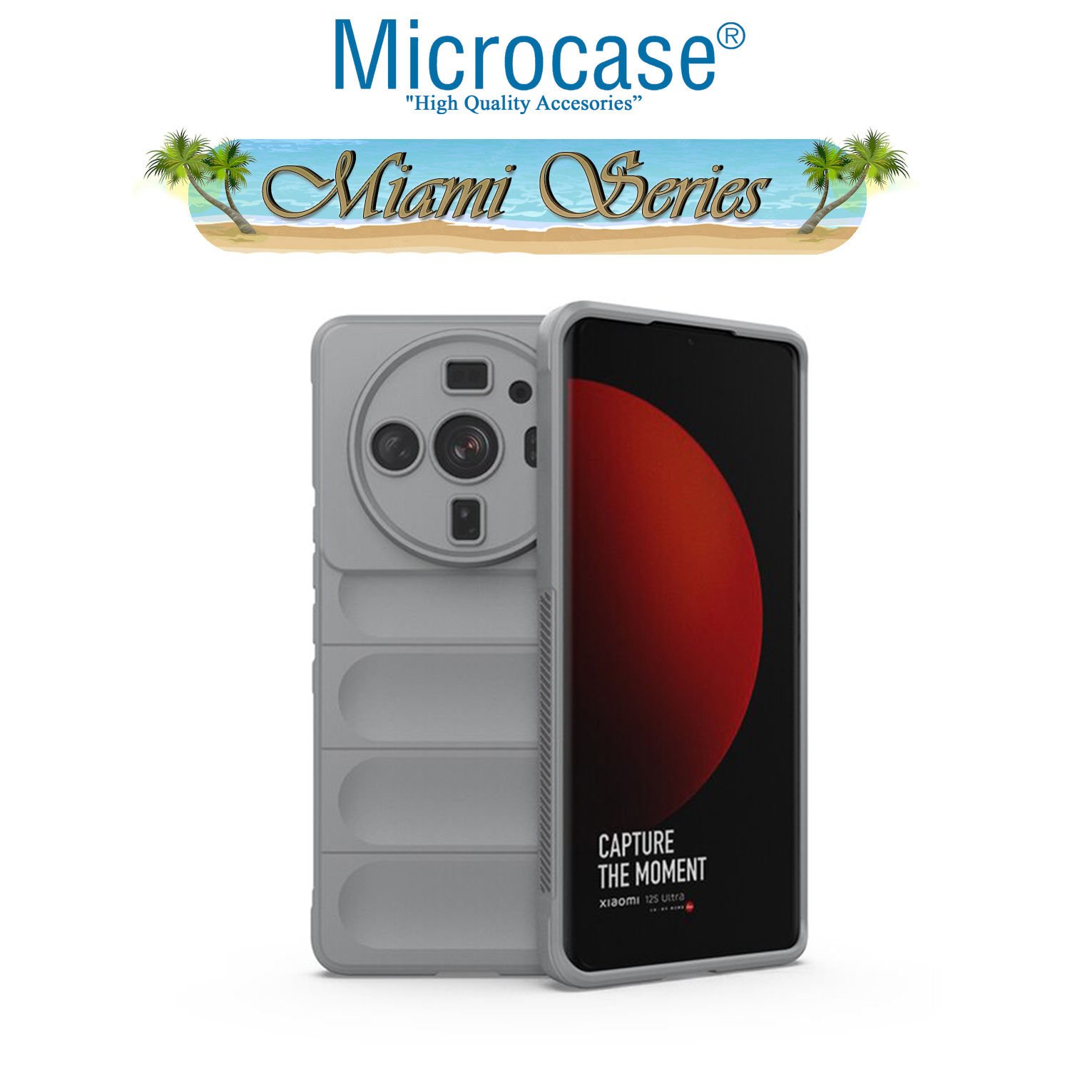 Microcase Xiaomi Mi 12 Ultra Miami Serisi Darbeye Dayanıklı Silikon Kılıf - Açık Gri
