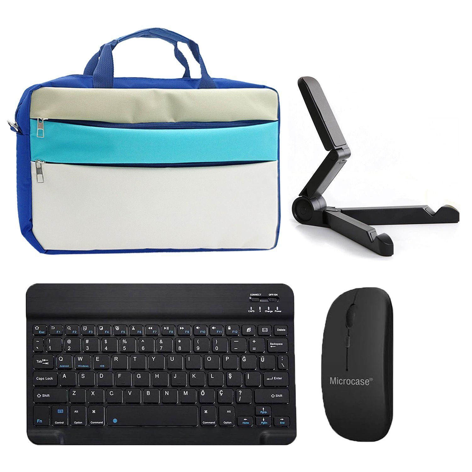 Microcase Huawei Matepad Pro 12.2'' Papermatte Edition ile uyumlu Tablet Çanta+Bluetooth Klavye+Mouse+Tablet Standı Siyah-AL4840