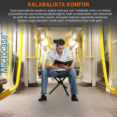 Microcase Çok Amaçlı Katlanabilir Seyahat Kamp Balıkçı Metro Metrobüs Tramvay için Tabure 38 cm 4 Adet AL5338