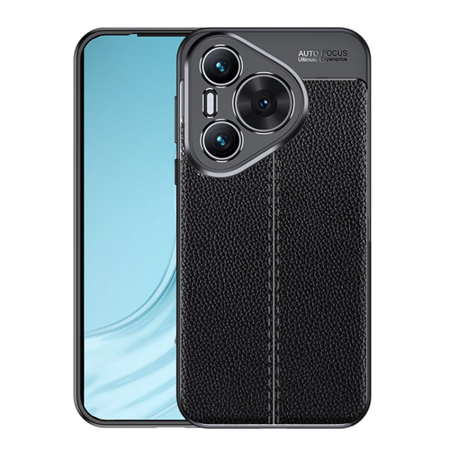 Microcase Huawei Pura 70 Leather Serisi Deri Efekt Silikon Kılıf - Siyah Al3337