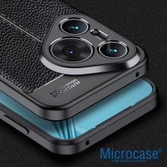 Microcase Huawei Pura 70 Leather Serisi Deri Efekt Silikon Kılıf - Siyah Al3337