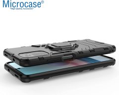 Microcase Xiaomi Redmi Note 10 Pro Max Batman Serisi Yüzük Standlı Armor Kılıf - Siyah