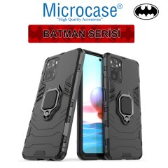 Microcase Xiaomi Redmi Note 10 Pro Max Batman Serisi Yüzük Standlı Armor Kılıf - Siyah