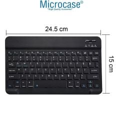 Microcase Samsung Active 4 Pro / Active 5 Pro 10.1'' ile uyumlu Tablet Çanta+Bluetooth Klavye+Mouse+Tablet Standı Siyah-AL4840