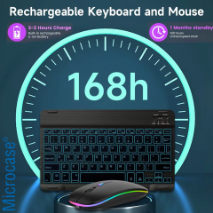 Microcase RGB Tablet ve Telefonlar için Türkçe Bluetooth Klavye ve Mouse Set - AL7815 Su Yeşili